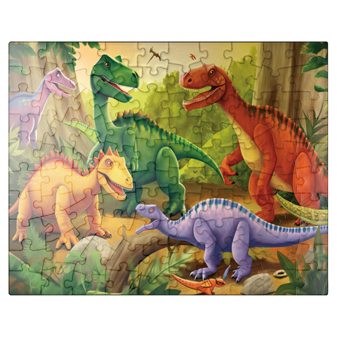 puzzleplate Colorful Dinosaur Scene - Vibrant Prehistoric Illustration 100 Jigsaw Puzzle