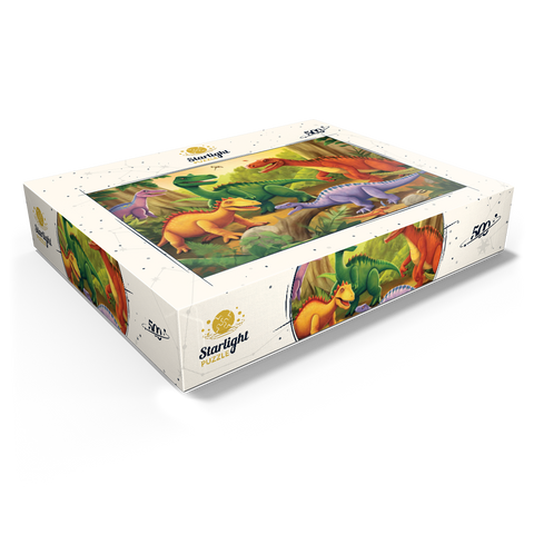 Colorful Dinosaur Scene - Vibrant Prehistoric Illustration 500 Jigsaw Puzzle box view1
