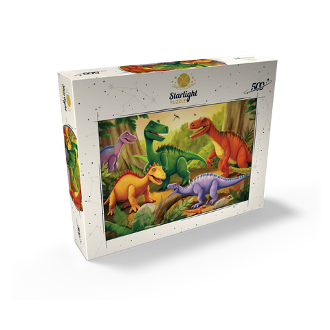 Colorful Dinosaur Scene - Vibrant Prehistoric Illustration 500 Jigsaw Puzzle box view2