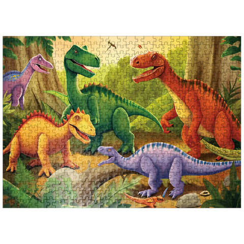 puzzleplate Colorful Dinosaur Scene - Vibrant Prehistoric Illustration 500 Jigsaw Puzzle