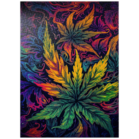 puzzleplate Psychedelic Leaves 1000 Jigsaw Puzzle