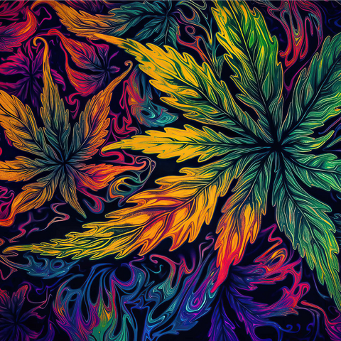 Psychedelic Leaves 1000 Jigsaw Puzzle 3D Modell