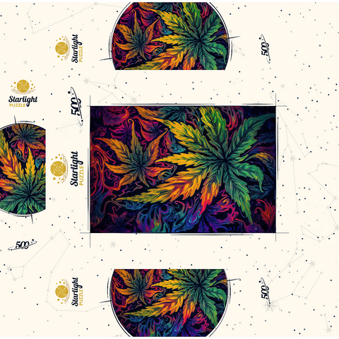 Psychedelic Leaves 500 Jigsaw Puzzle box 3D Modell