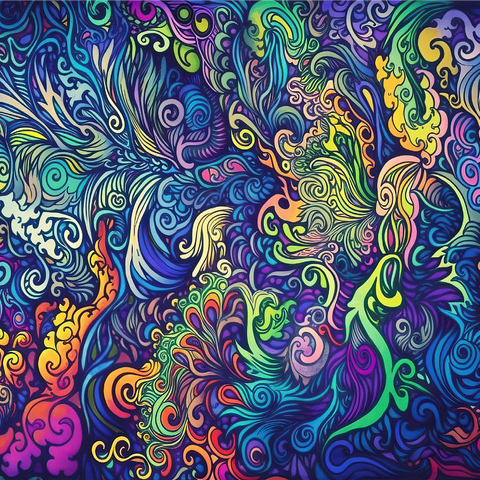 Psychedelic Swirls 1000 Jigsaw Puzzle 3D Modell