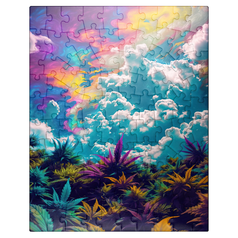 puzzleplate Psychedelic Sky Over Vibrant Foliage 100 Jigsaw Puzzle