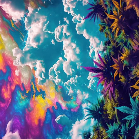 Psychedelic Sky Over Vibrant Foliage 100 Jigsaw Puzzle 3D Modell