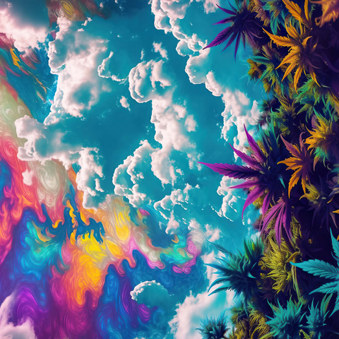 Psychedelic Sky Over Vibrant Foliage 500 Jigsaw Puzzle 3D Modell