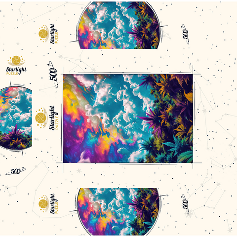 Psychedelic Sky Over Vibrant Foliage 500 Jigsaw Puzzle box 3D Modell
