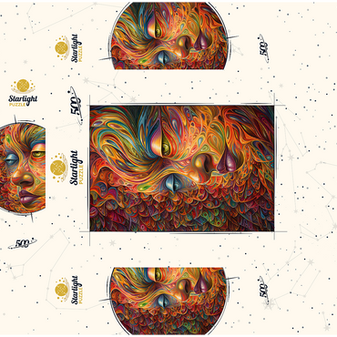 Psychedelic Portrait 500 Jigsaw Puzzle box 3D Modell