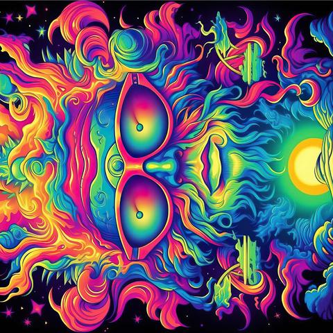 Psychedelic Cosmic Guru 1000 Jigsaw Puzzle 3D Modell