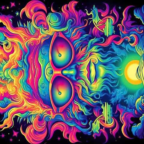 Psychedelic Cosmic Guru 500 Jigsaw Puzzle 3D Modell