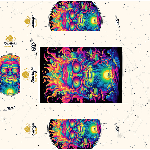 Psychedelic Cosmic Guru 500 Jigsaw Puzzle box 3D Modell