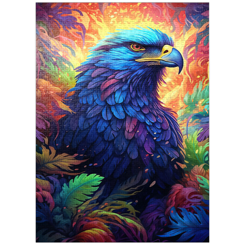 puzzleplate Majestic Blue Eagle in a Vibrant Fantasy Jungle 1000 Jigsaw Puzzle