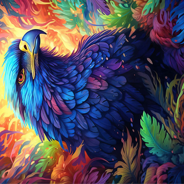 Majestic Blue Eagle in a Vibrant Fantasy Jungle 100 Jigsaw Puzzle 3D Modell
