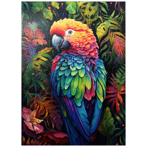 puzzleplate Vibrant Scarlet Macaw in Tropical Jungle 1000 Jigsaw Puzzle