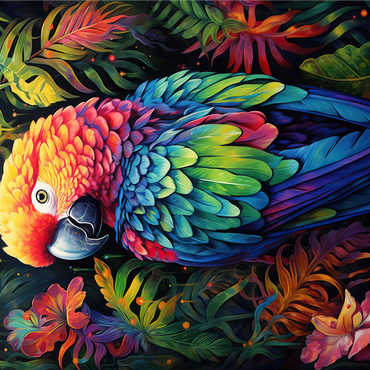 Vibrant Scarlet Macaw in Tropical Jungle 1000 Jigsaw Puzzle 3D Modell