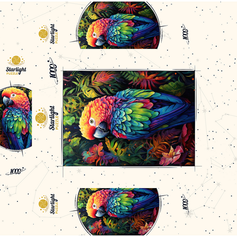 Vibrant Scarlet Macaw in Tropical Jungle 1000 Jigsaw Puzzle box 3D Modell