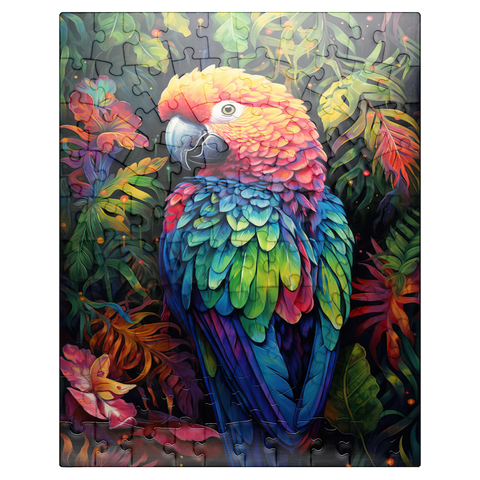 puzzleplate Vibrant Scarlet Macaw in Tropical Jungle 100 Jigsaw Puzzle