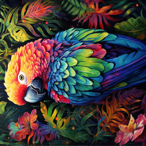 Vibrant Scarlet Macaw in Tropical Jungle 100 Jigsaw Puzzle 3D Modell