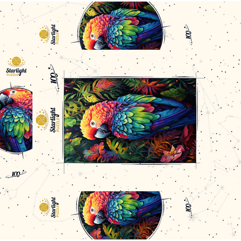 Vibrant Scarlet Macaw in Tropical Jungle 100 Jigsaw Puzzle box 3D Modell