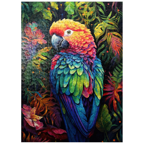puzzleplate Vibrant Scarlet Macaw in Tropical Jungle 500 Jigsaw Puzzle