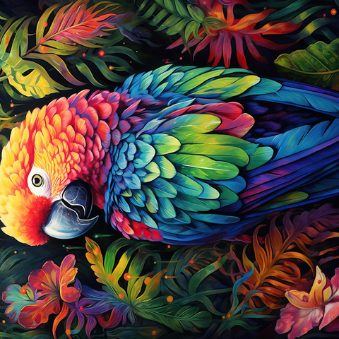 Vibrant Scarlet Macaw in Tropical Jungle 500 Jigsaw Puzzle 3D Modell