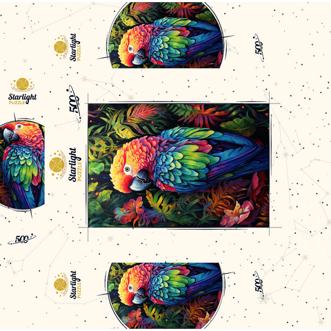 Vibrant Scarlet Macaw in Tropical Jungle 500 Jigsaw Puzzle box 3D Modell