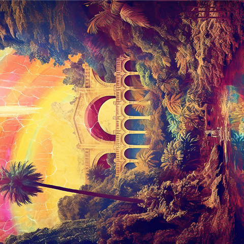 Enchanted Jungle Bridge with Radiant Rainbow Sky 1000 Jigsaw Puzzle 3D Modell