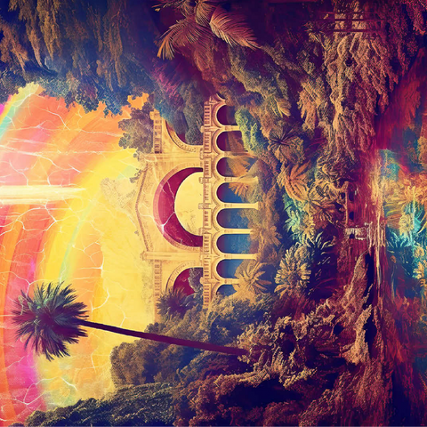 Enchanted Jungle Bridge with Radiant Rainbow Sky 100 Jigsaw Puzzle 3D Modell