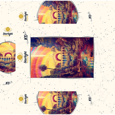 Enchanted Jungle Bridge with Radiant Rainbow Sky 100 Jigsaw Puzzle box 3D Modell