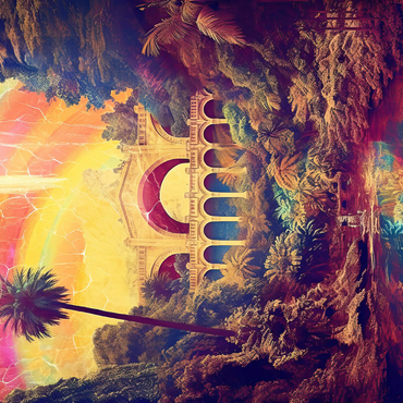 Enchanted Jungle Bridge with Radiant Rainbow Sky 500 Jigsaw Puzzle 3D Modell