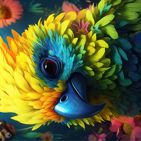 Vibrant Tropical Parrot with Lush Feather Details 100 Jigsaw Puzzle 3D Modell
