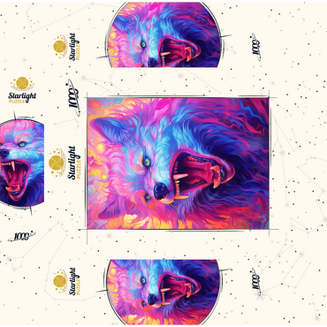 Fierce Multicolored Wolf with Fiery Expression 1000 Jigsaw Puzzle box 3D Modell