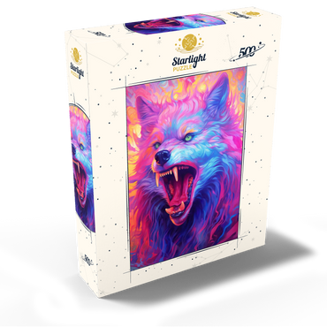 Fierce Multicolored Wolf with Fiery Expression 500 Jigsaw Puzzle box view2
