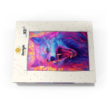 Fierce Multicolored Wolf with Fiery Expression 500 Jigsaw Puzzle box view3