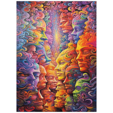 puzzleplate Surreal Faces in Vivid Abstract Flow 1000 Jigsaw Puzzle