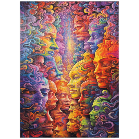 puzzleplate Surreal Faces in Vivid Abstract Flow 1000 Jigsaw Puzzle
