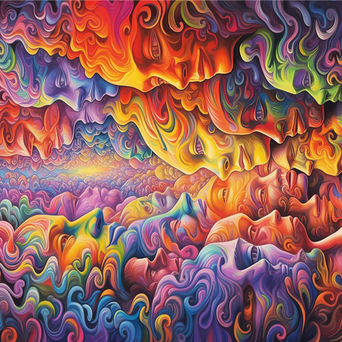 Surreal Faces in Vivid Abstract Flow 1000 Jigsaw Puzzle 3D Modell