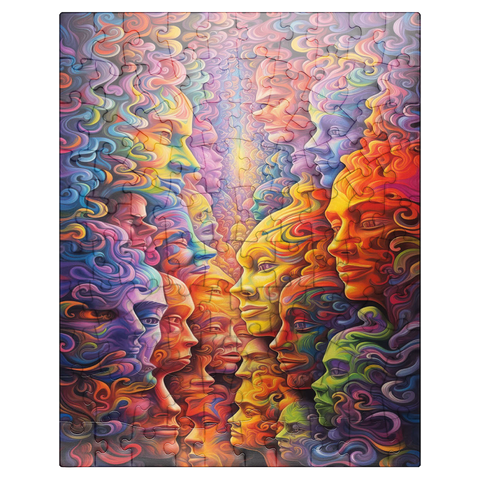 puzzleplate Surreal Faces in Vivid Abstract Flow 100 Jigsaw Puzzle