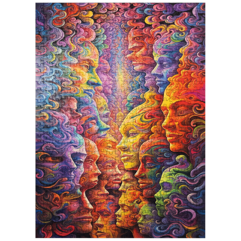 puzzleplate Surreal Faces in Vivid Abstract Flow 500 Jigsaw Puzzle