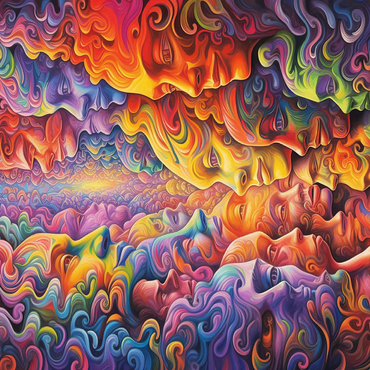 Surreal Faces in Vivid Abstract Flow 500 Jigsaw Puzzle 3D Modell