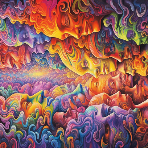 Surreal Faces in Vivid Abstract Flow 500 Jigsaw Puzzle 3D Modell