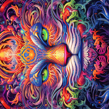 Mystical Psychedelic Cat 100 Jigsaw Puzzle 3D Modell