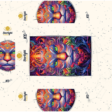 Mystical Psychedelic Cat 100 Jigsaw Puzzle box 3D Modell
