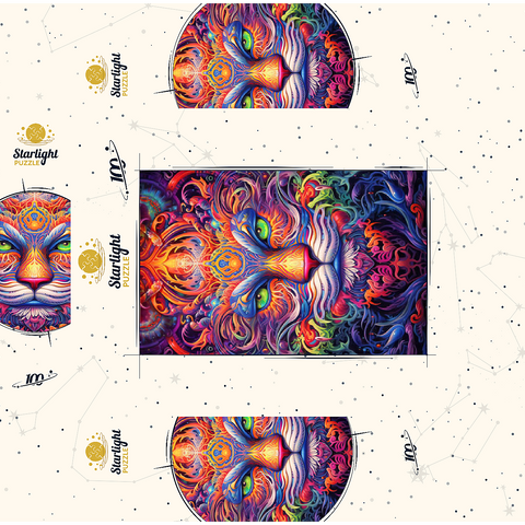 Mystical Psychedelic Cat 100 Jigsaw Puzzle box 3D Modell