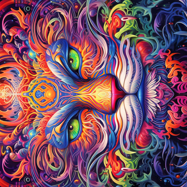 Mystical Psychedelic Cat 500 Jigsaw Puzzle 3D Modell
