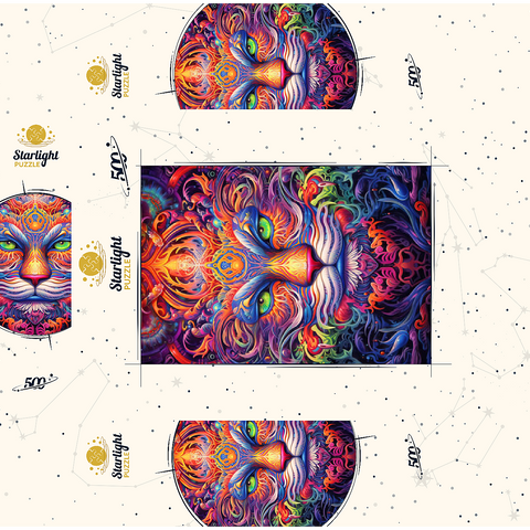 Mystical Psychedelic Cat 500 Jigsaw Puzzle box 3D Modell