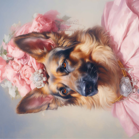 Regal Victorian German Shepherd Portrait 100 Jigsaw Puzzle 3D Modell