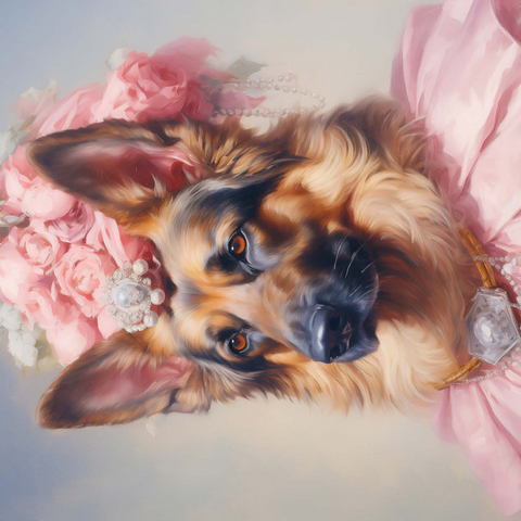 Regal Victorian German Shepherd Portrait 500 Jigsaw Puzzle 3D Modell