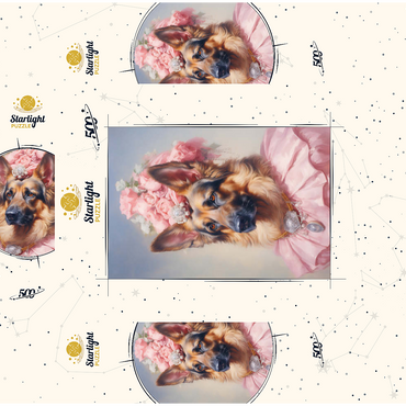 Regal Victorian German Shepherd Portrait 500 Jigsaw Puzzle box 3D Modell